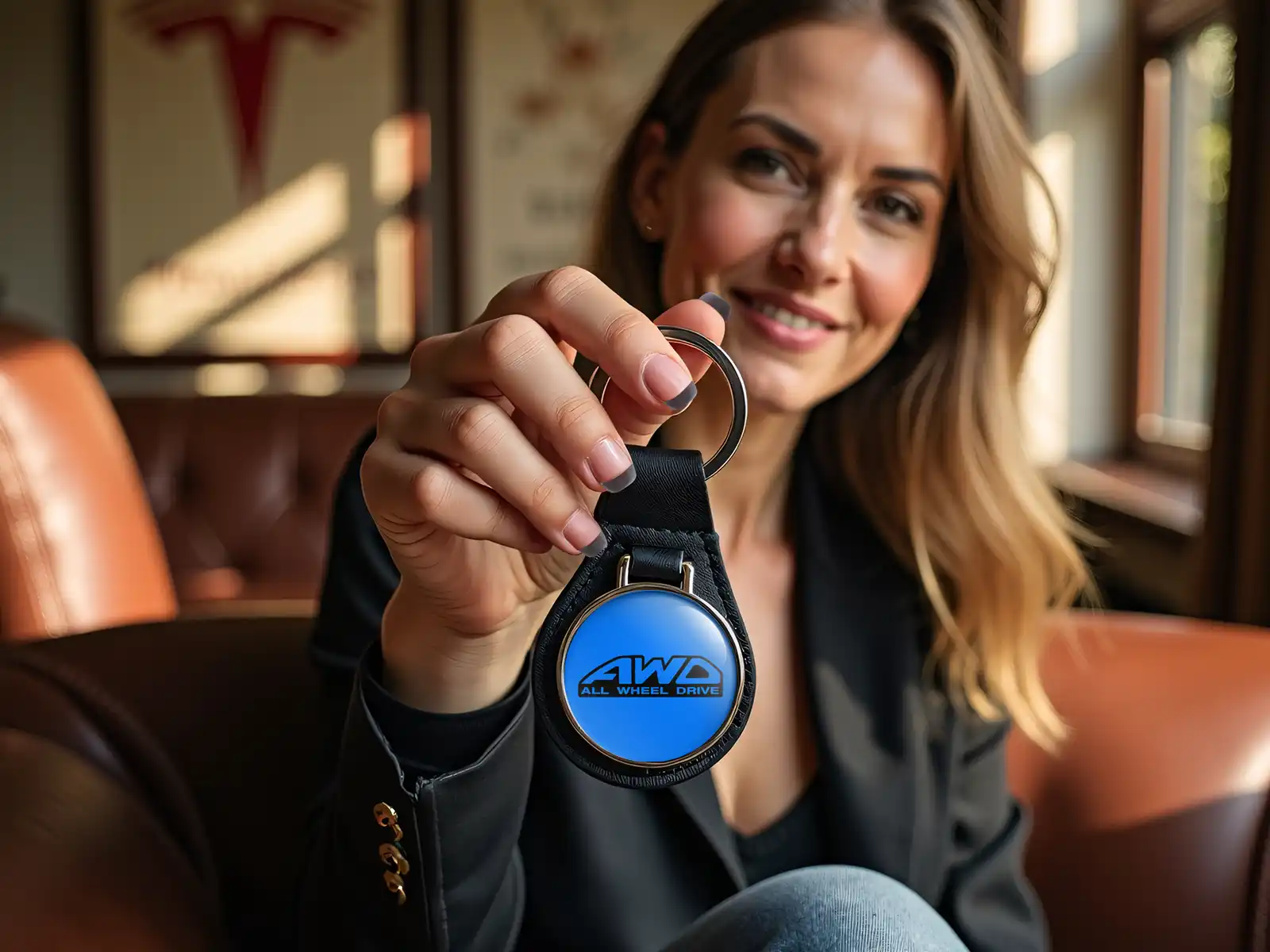 Subaru Keyring Leather High-Quality Design Luxury Edge